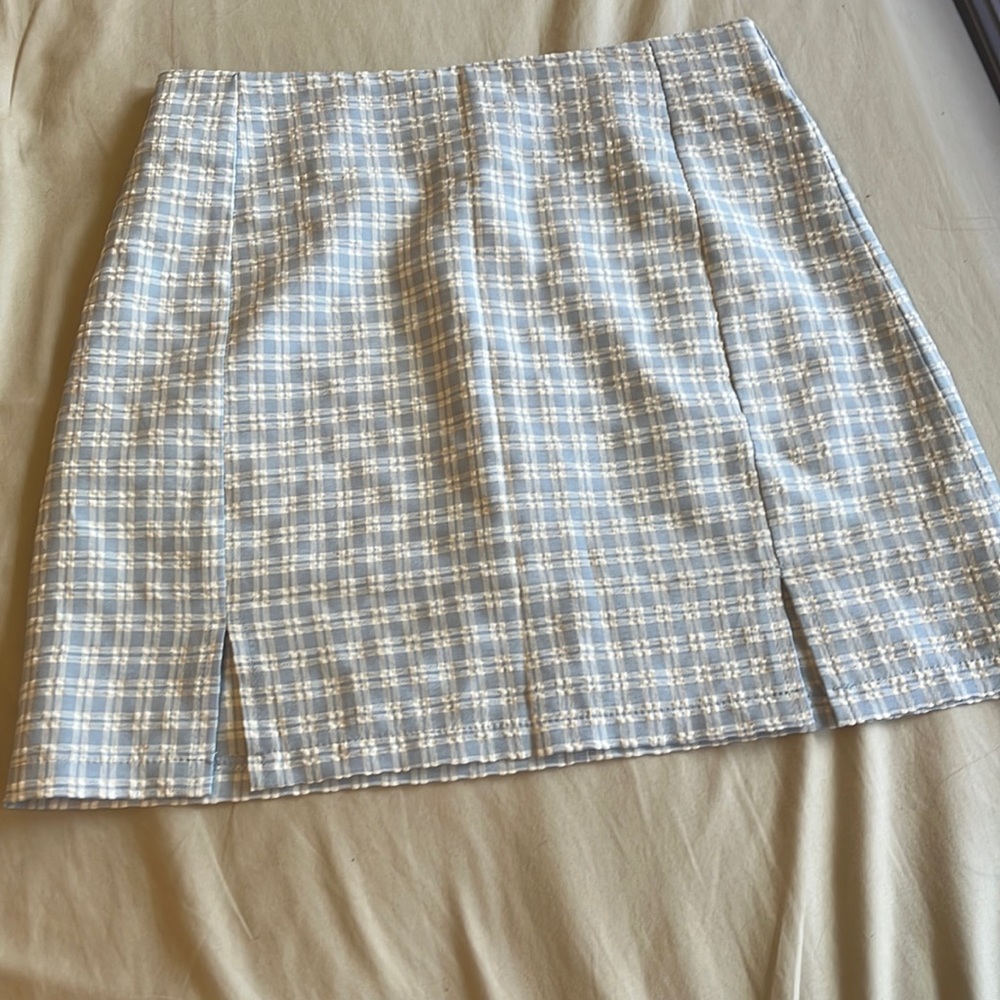 Gingham Split Hem Skirt
